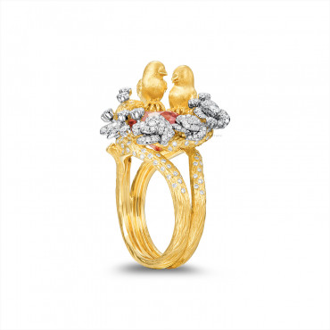 KARAT GOLD, PINK TOURMALINE AND DIAMOND 'GARDEN' RING